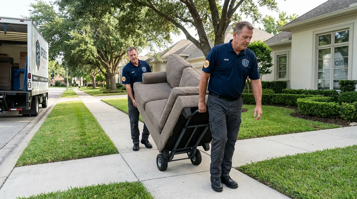 Local residential moving crew loading furniture in Columbus, WI